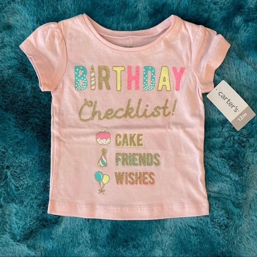 Carter’s Baby Girl Birthday Graphic T-Shirt Size 12 Months